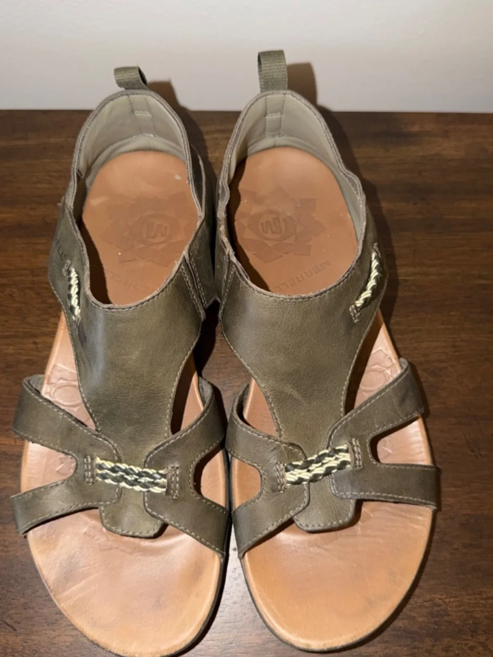 Merrell Women’s Flaxen Olive Leather Sandals Size 9 Outdoors Walking